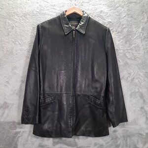 Golden Bear Sportswear Leather Jacket Women M Medium Black Lined Full Zip Casual